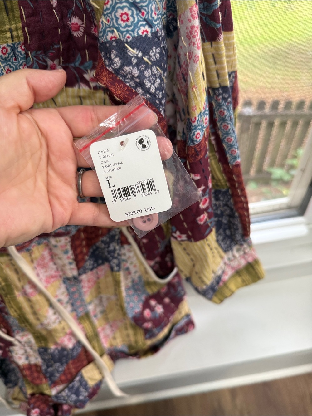 Free People Quilted Kantha Patchwork Jumpsuit Romper in Burgundy Multi Sz. LG - Picture 4 of 8